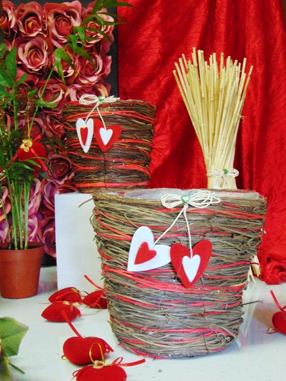 Cesti sea grass x 3 Tondi Rosso - Sconti per Fioristi e Aziende