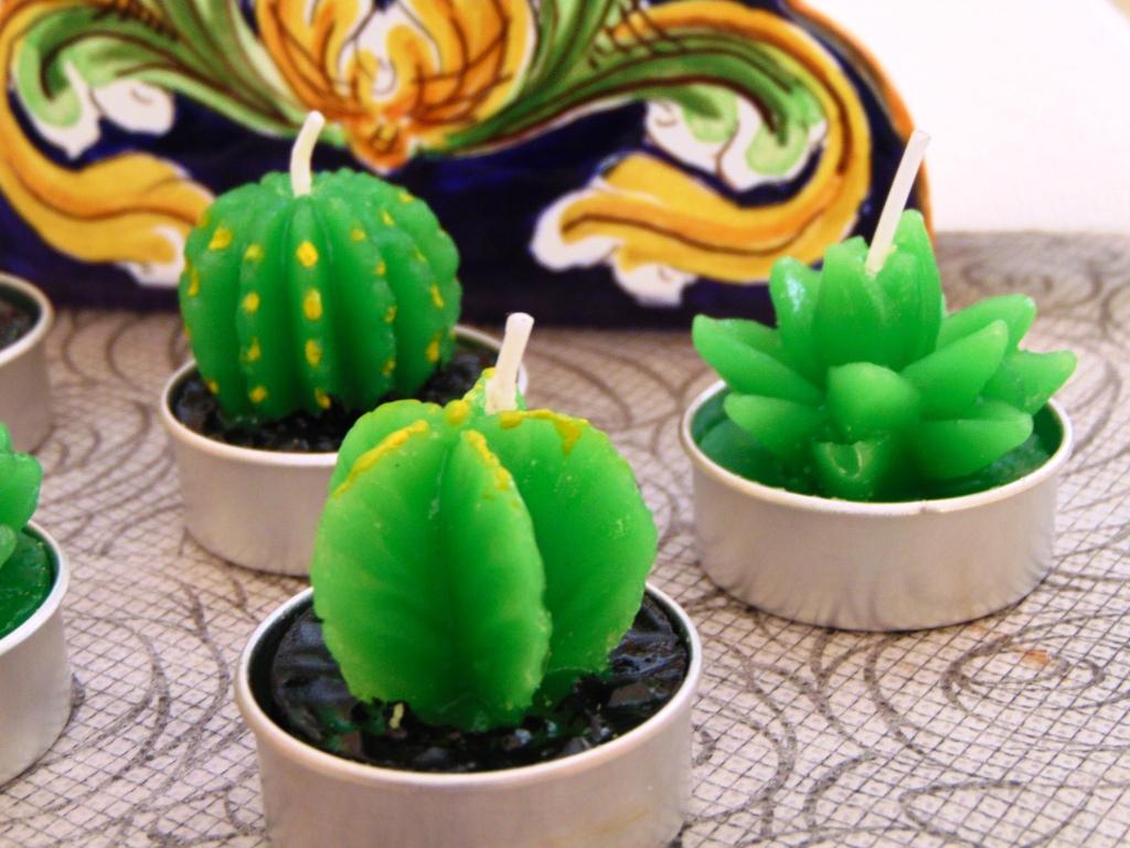 Elibeauty Cactus Candele profumate a forma di cactus senza fumo #3 matrimoni e casa mini piante grasse verdi fatte a mano delicate candele per feste 