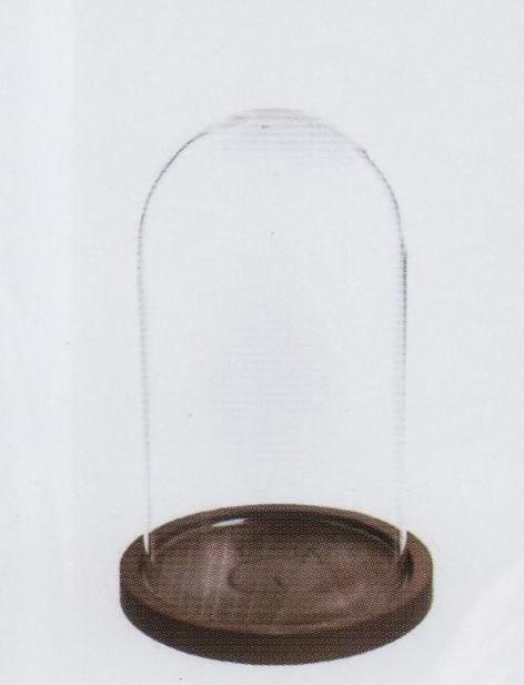 Campana in vetro H 20 dm 12 - Sconti per Fioristi e Aziende - Con base in  MDF Naturale