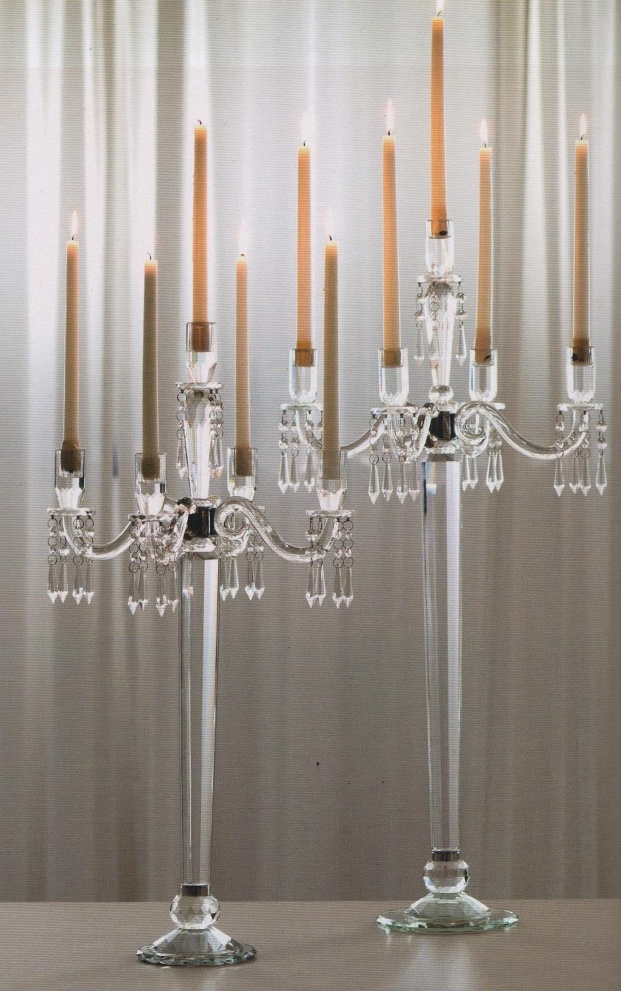 Candelabro in vetro a 5 fuochi - Sconti per Fioristi e Aziende . - H 75 e H 88