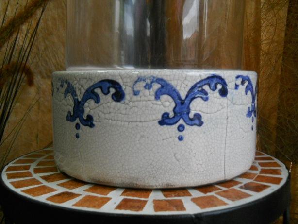 Vaso Vetro Frangivento H 20  - Sconti per Fioristi e Aziende - Dm.16 con base ceramica