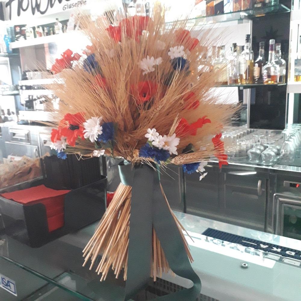 Mazzo legato con Spighe di Grano, Papaveri e Fiordalisi H 45 dm. 40 - Sconti per Fioristi e Aziende