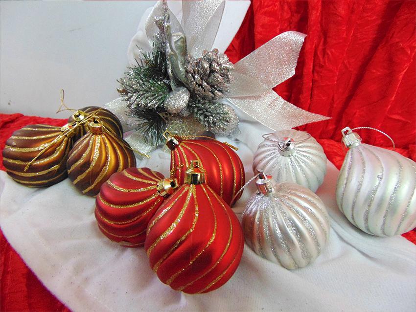 Palline di Natale x12 filo glitter - Sconti per Fioristi e Aziende - in 3 modelli e colori