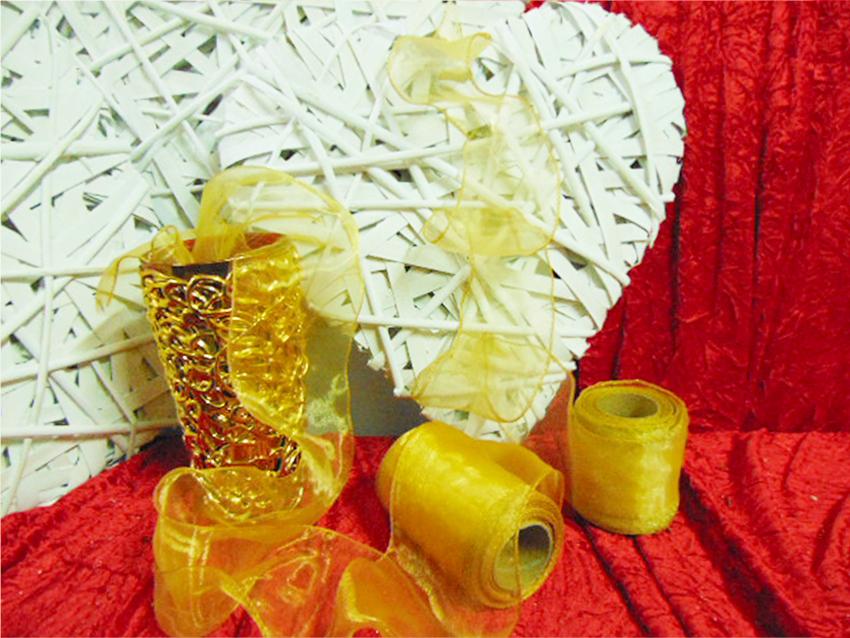 Nastro in Organza Cristal - Sconti per Fioristi e Aziende -  Rotolo mt. 25 H 8 - 12 Giallo