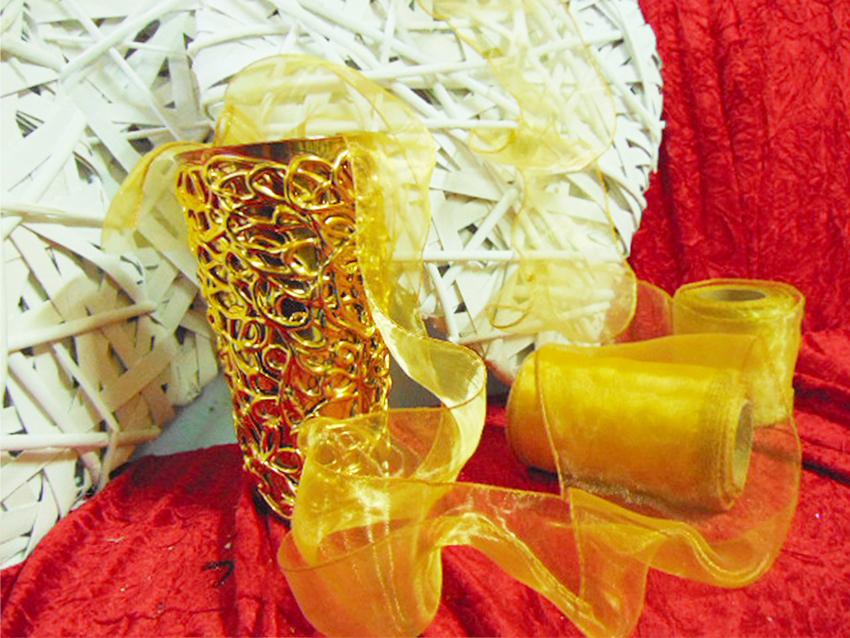 Nastro in Organza Cristal - Sconti per Fioristi e Aziende -  Rotolo mt. 25 H 8 - 12 Giallo