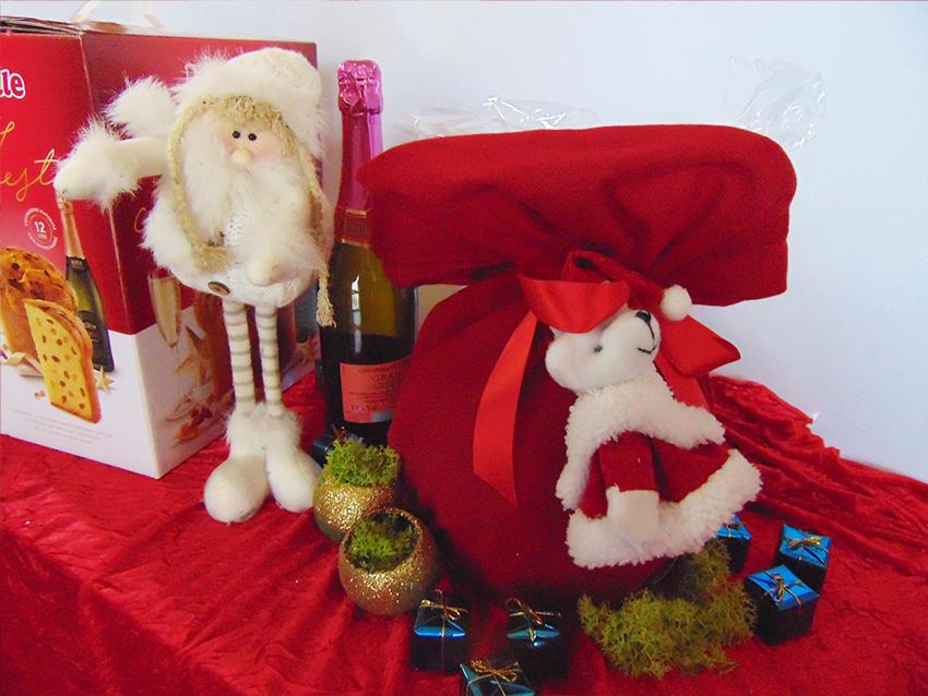 Porta Panettone in Cotone cm 40 x 43 - Sconti per Fioristi e Aziende - Rosso - Bianco
