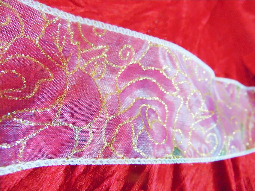 Nastro Organza glitter oro  - Sconti per Fioristi e Aziende - Rotolo H 60 da 25 Yds