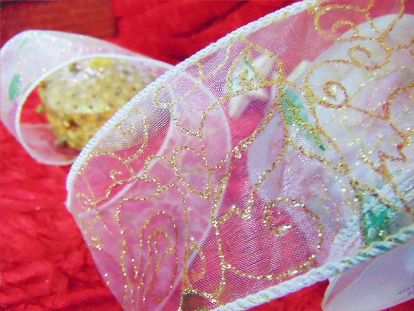 Nastro Organza glitter oro  - Sconti per Fioristi e Aziende - Rotolo H 60 da 25 Yds