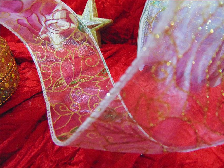 Nastro Organza glitter oro  - Sconti per Fioristi e Aziende - Rotolo H 60 da 25 Yds