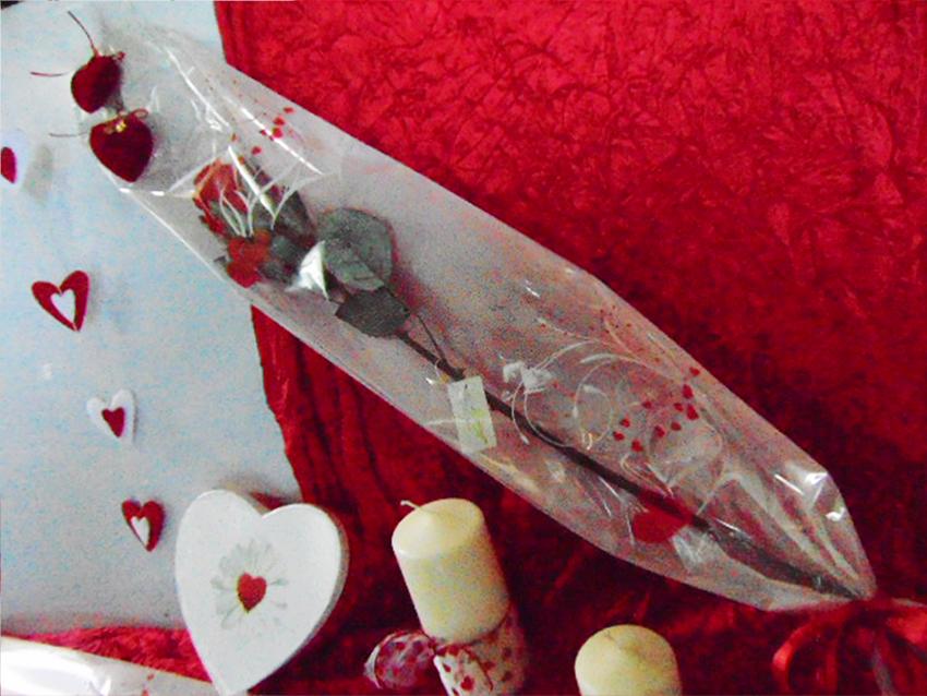 Busta per rose H 16 x 100 - Confezione da 100 buste - Stampa cuori + f/Argento
