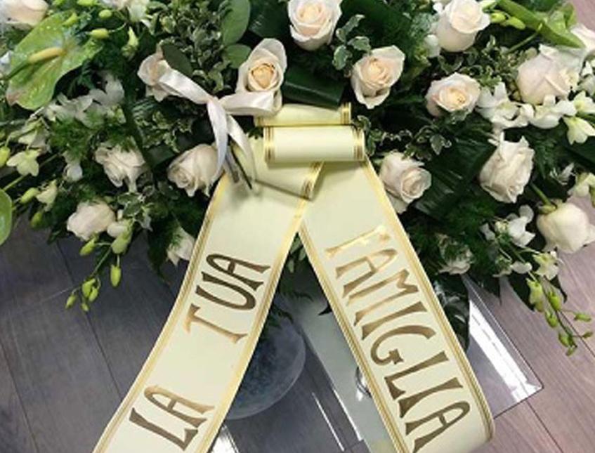 Nastro Funebre Moiré filo oro - Sconti per Fioristi e Aziende - Altezza cm 7,5 e cm.10