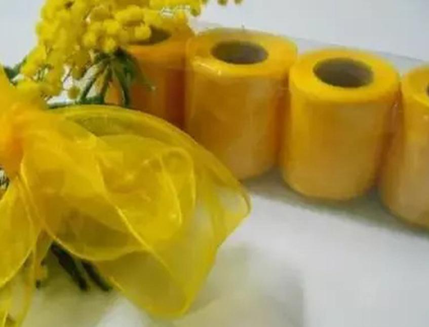 Nastro in Organza Cristal - Sconti per Fioristi e Aziende -  Rotolo mt. 25 H 8 - 12 Giallo