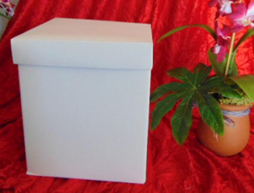 Scatola per bomboniera fondo e coperchio H 23 cm. 20 x 20 lino bianco - Sconti per Fioristi, e Aziende