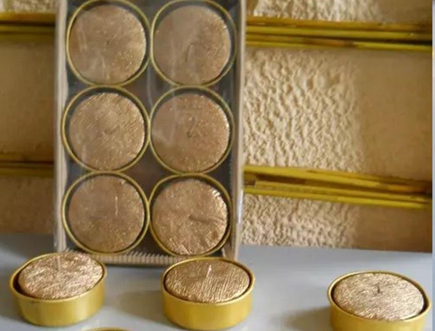 Candele Dolcetti  x 6 oro - Sconti per Fioristi e Aziende - con base in metalle