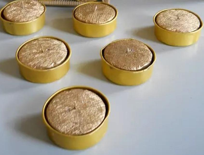 Candele Dolcetti  x 6 oro - Sconti per Fioristi e Aziende - con base in metalle