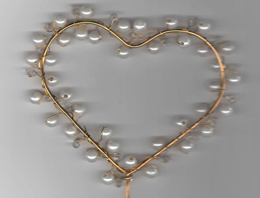 Cuore Oro con perline H 18 dm. 12 - Sconti per Fioristi e Aziende