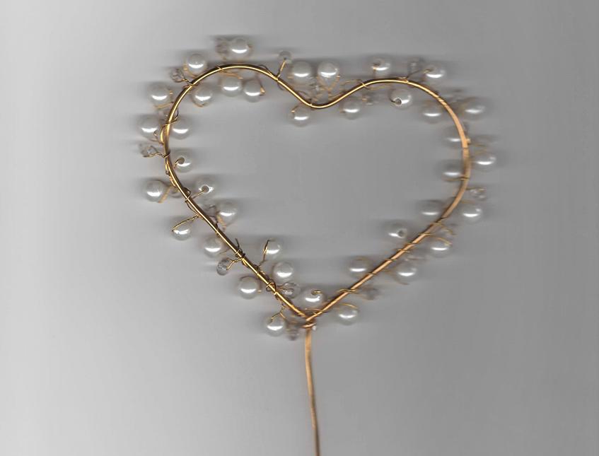 Cuore Oro con perline H 18 dm. 12 - Sconti per Fioristi e Aziende