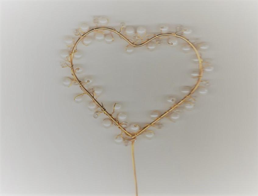 Cuore Oro con perline H 18 dm. 12 - Sconti per Fioristi e Aziende