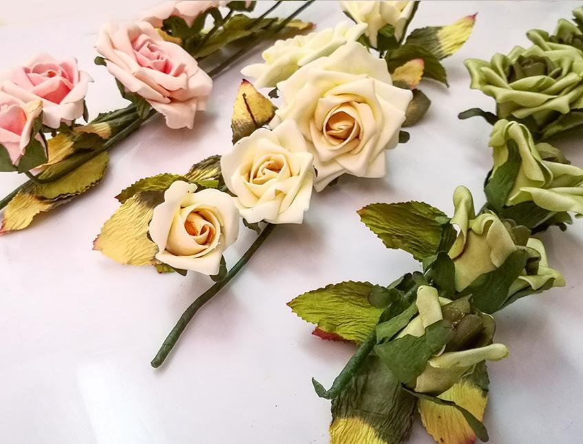 Rose Tralcio x 3 Artificiali  - Sconti per Fioristi e Aziende - in Polifoam