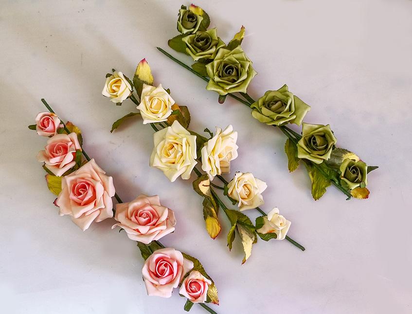 Rose Tralcio x 3 Artificiali  - Sconti per Fioristi e Aziende - in Polifoam