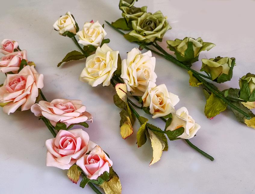 Rose Tralcio x 3 Artificiali  - Sconti per Fioristi e Aziende - in Polifoam