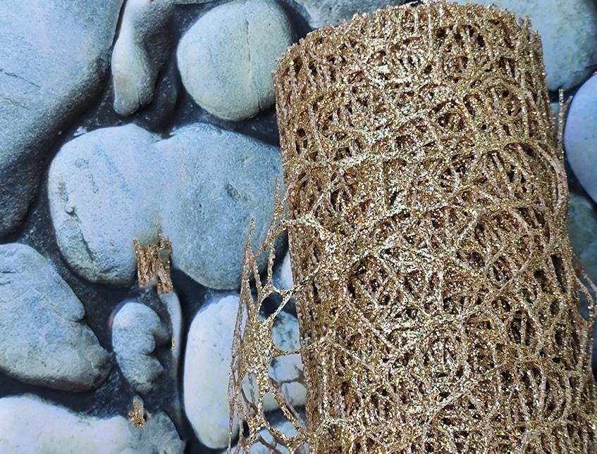 Spidernet Glitter H 50 x 5 yds - Sconti per Fioristi e Aziende - Polycotton Red-Gold-Silver