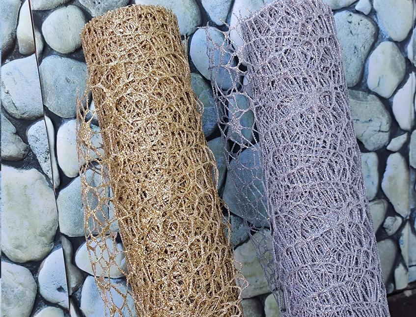 Spidernet Glitter H 50 x 5 yds - Sconti per Fioristi e Aziende - Polycotton Red-Gold-Silver