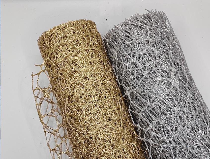Spidernet Glitter H 50 x 5 yds - Sconti per Fioristi e Aziende - Polycotton Red-Gold-Silver