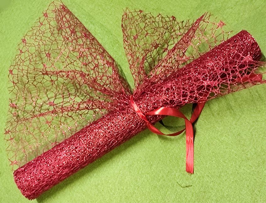 Spidernet Glitter H 50 x 5 yds - Sconti per Fioristi e Aziende - Polycotton Red-Gold-Silver
