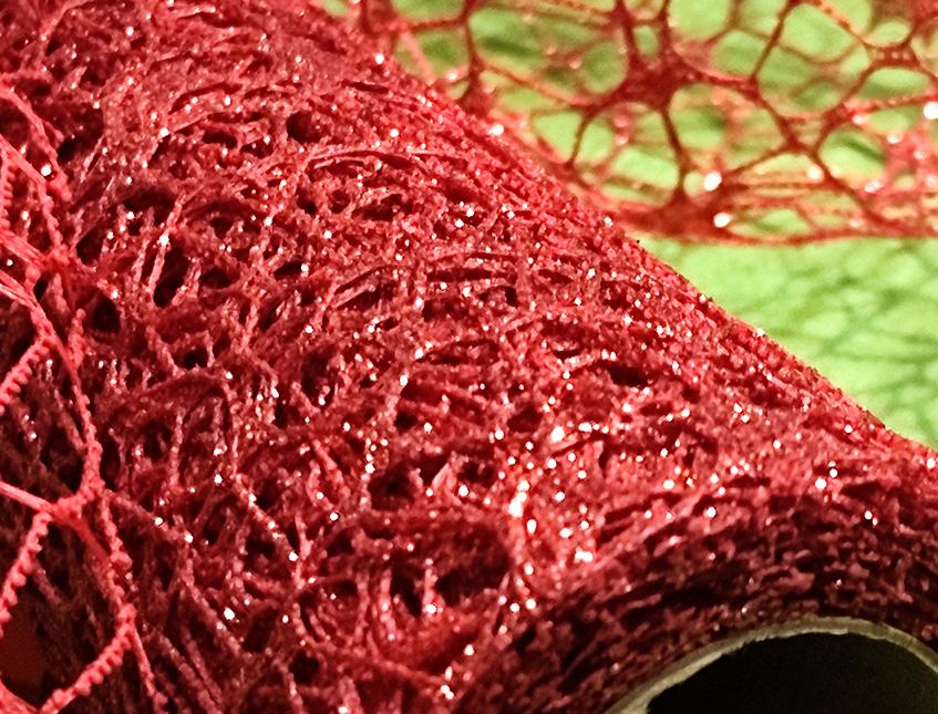 Spidernet Glitter H 50 x 5 yds - Sconti per Fioristi e Aziende - Polycotton Red-Gold-Silver
