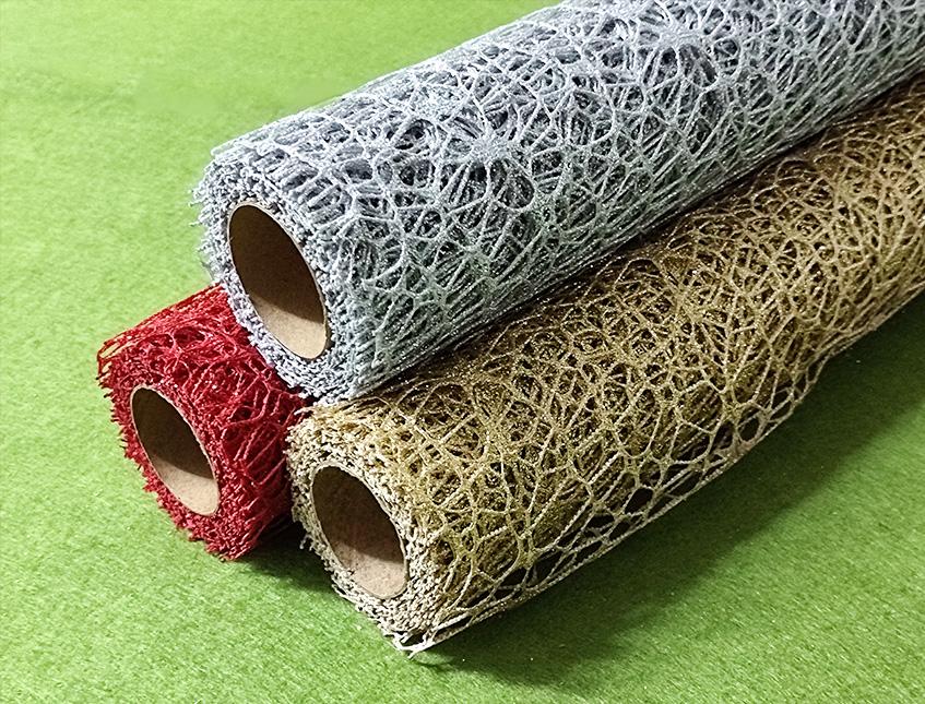 Spidernet Glitter H 50 x 5 yds - Sconti per Fioristi e Aziende - Polycotton Red-Gold-Silver