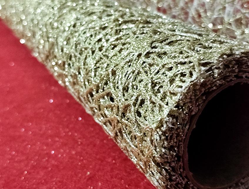 Spidernet Glitter H 50 x 5 yds - Sconti per Fioristi e Aziende - Polycotton Red-Gold-Silver