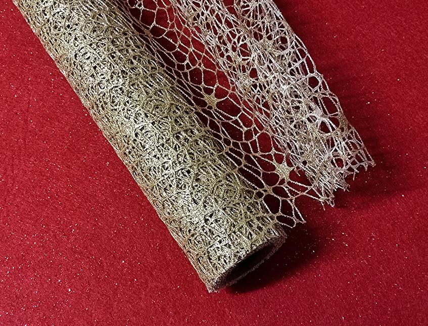 Spidernet Glitter H 50 x 5 yds - Sconti per Fioristi e Aziende - Polycotton Red-Gold-Silver