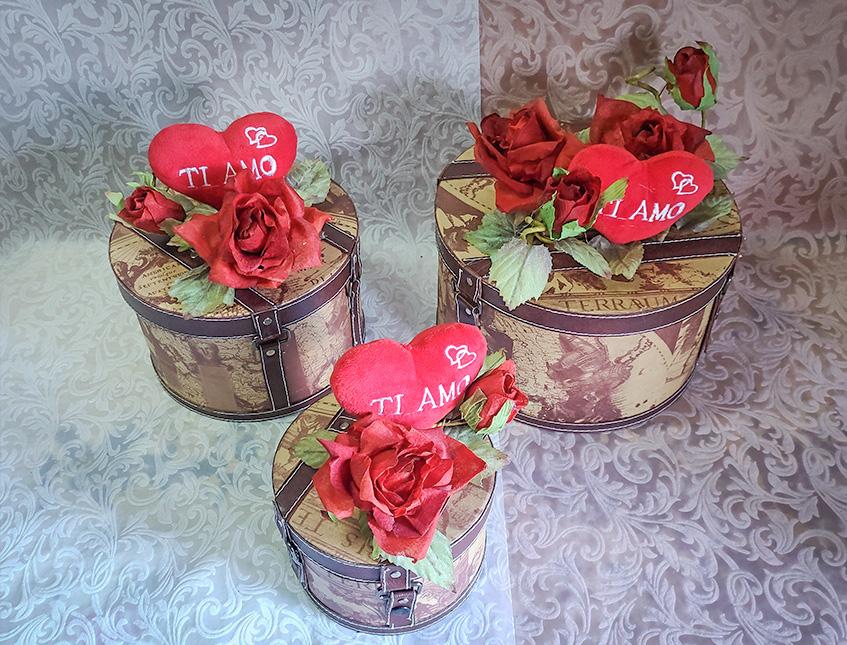 Cappelliere x 3 tonde decoro San Valentino - Sconti per Fioristi e Aziende