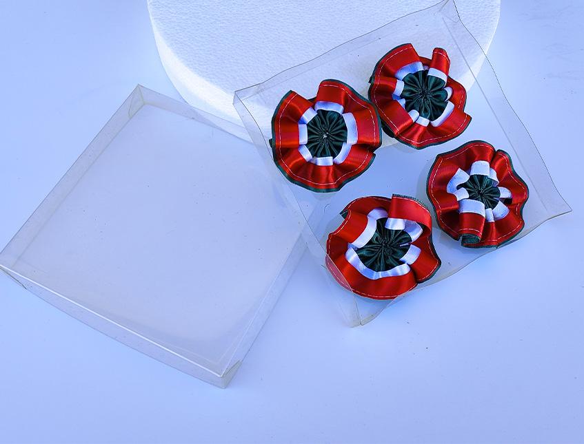 Scatola per bomboniera H 2,5 cm.18x18 Conf. 4 Pz.  Adatto per Fioristi, Wedding Co., Bomboniere Trasparente doppio coperchio
