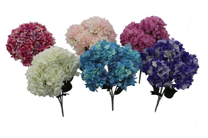 Ortensia Bush x 6 Artificiale - Sconti per Fioristi e Aziende . - Vari colori