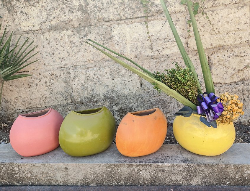 Vaso Terracotta Colorato  -  Sconto per Fioristi e Aziende - cm. 30x15 H 35 Mod. Bombato