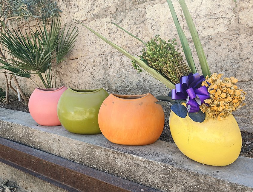 Vaso Terracotta Colorato  -  Sconto per Fioristi e Aziende - cm. 30x15 H 35 Mod. Bombato