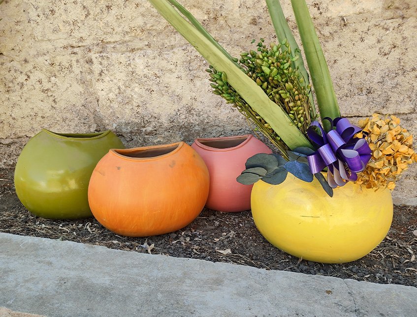 Vaso Terracotta Colorato  -  Sconto per Fioristi e Aziende - cm. 30x15 H 35 Mod. Bombato