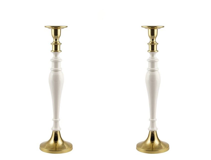 Candelabro singolo x 2 H 47 - Sconti per Fioristi e Aziende . - Bianco e Oro in alluminio