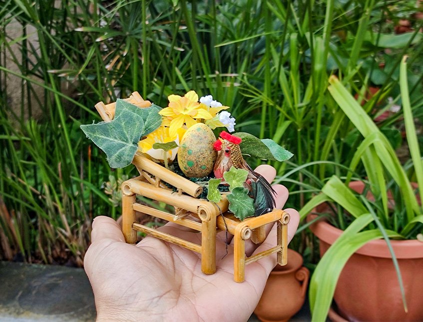 Sedia decor con gallo e uova - Sconti per Fioristi e Aziende .. - cm 10X7