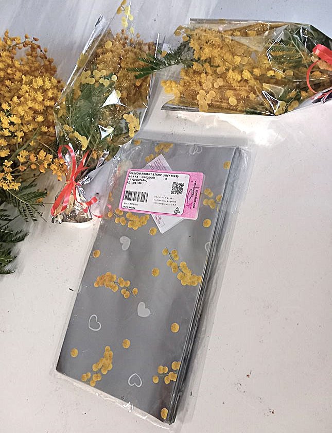 Busta per mimosa cm.15x30   - Sconti per Fioristi e Aziende - Fondo Argento - Conf.. 100 pz.