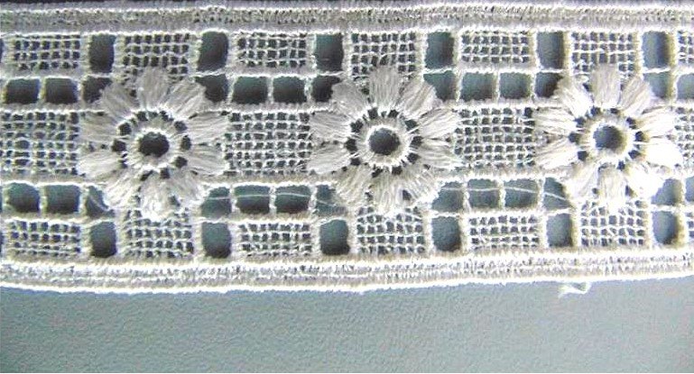 Merletto Catenella Fiorita  - Sconto per Fioristi e Aziende - Bianco e Avorio - Vendita a metro