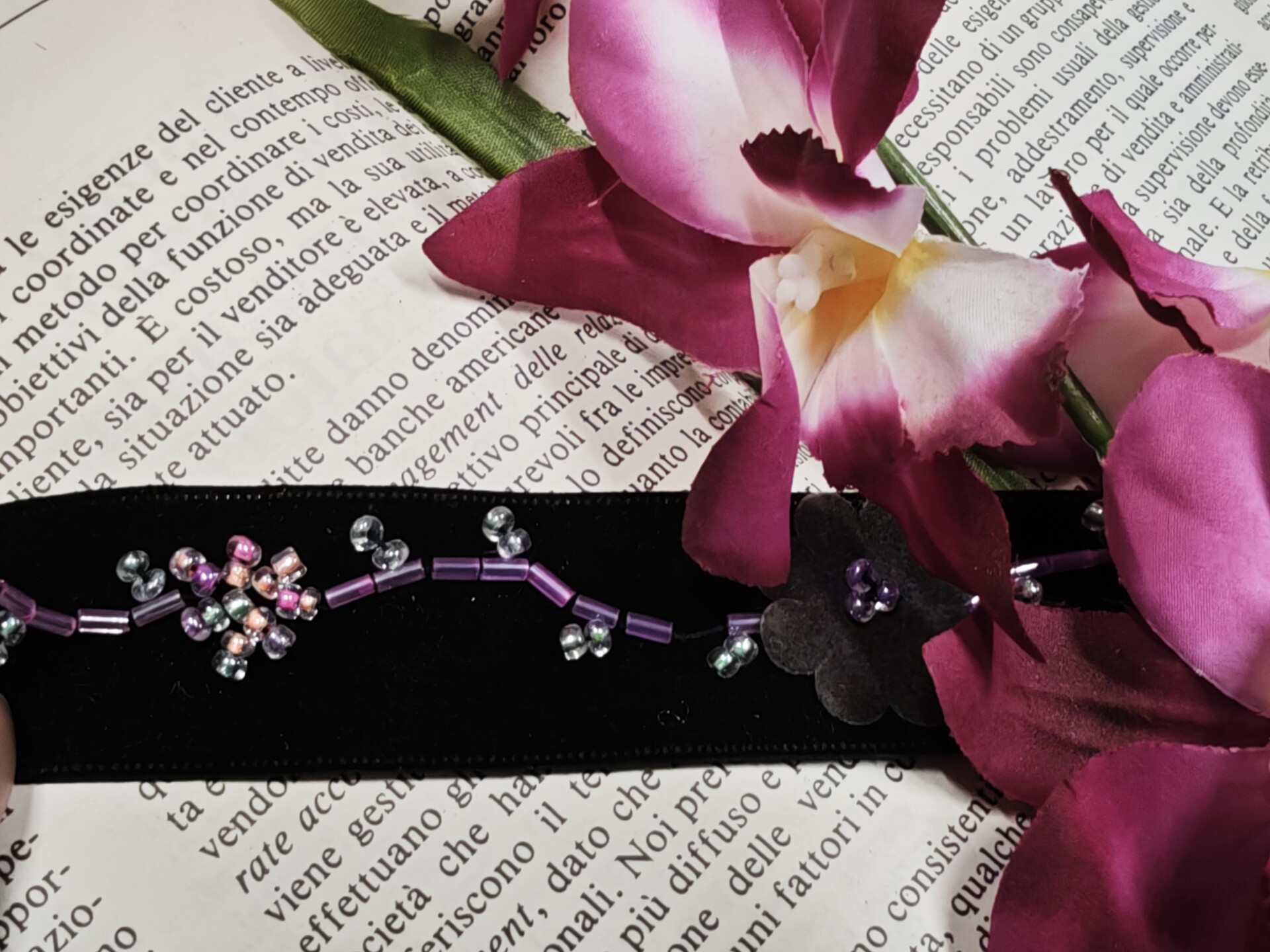 Passamaneria velluto con fiore - Sconto per Fioristi e Aziende - mt. 10