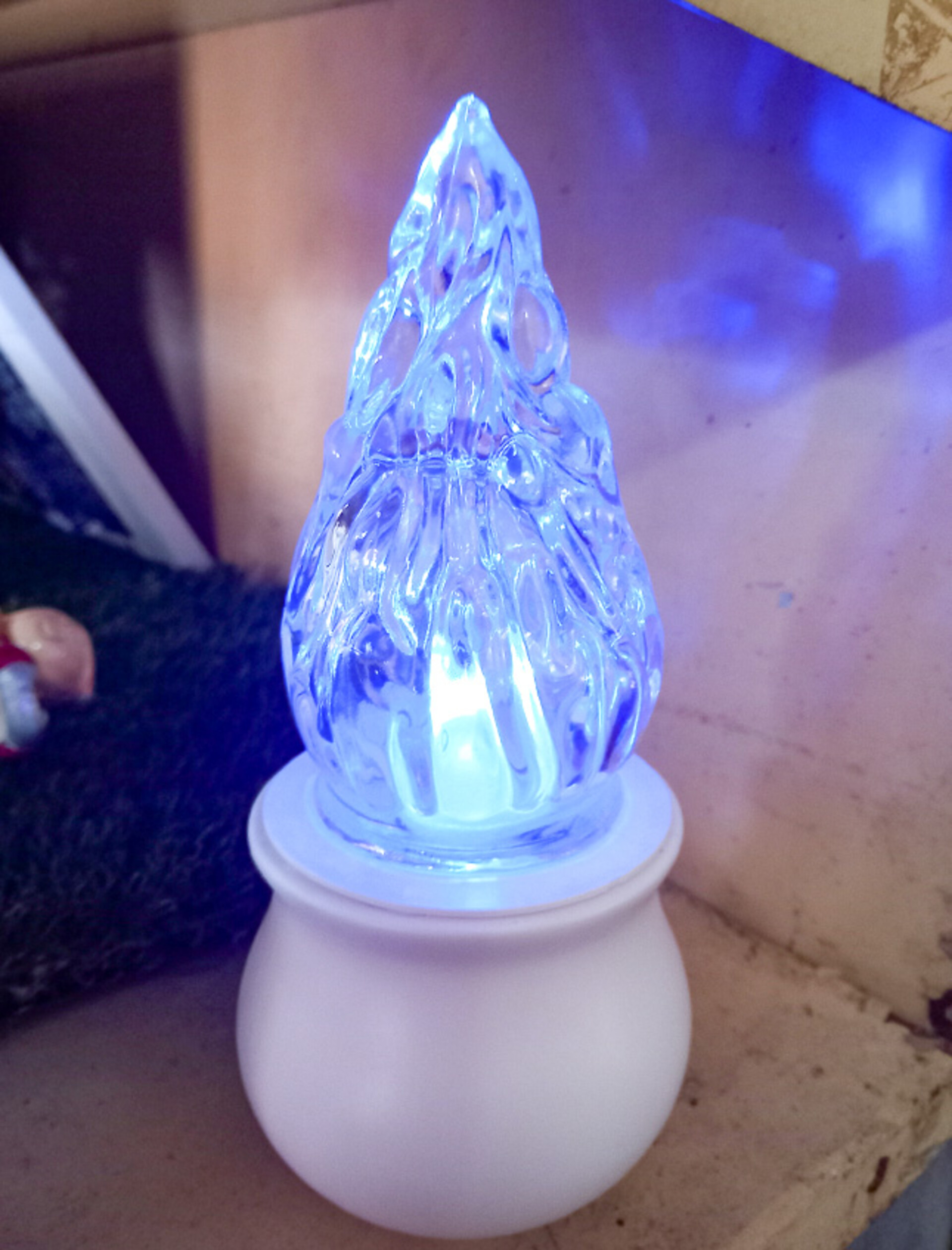 Lumino fiamma in vetro H 18 cm luce fissa Rosso/Bianco/Blu durata 365 giorni - Sconti per Fioristi e Aziende