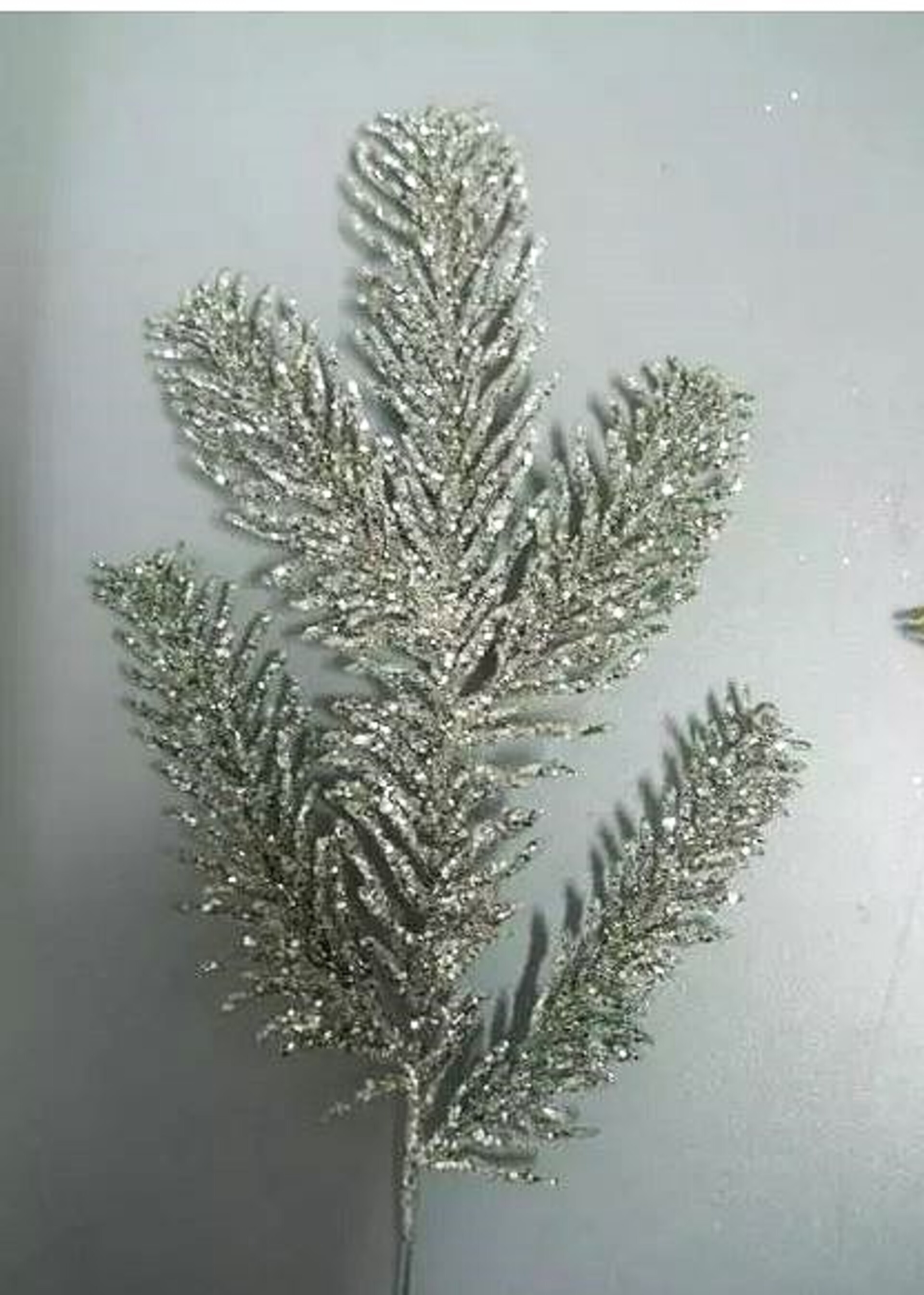 Ramo Abete Argento Glitterato  - Sconti per Fioristi e Aziende - lungo cm. 30