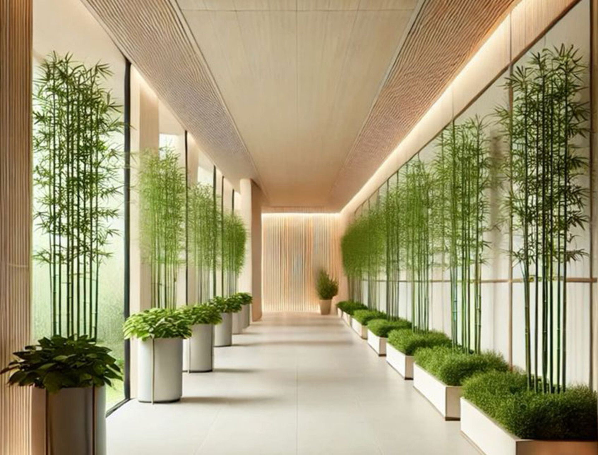 Canna di Bamboo  H 120 - Sconti per Fioristi e Aziende . - Naturale con foglie Artificiali