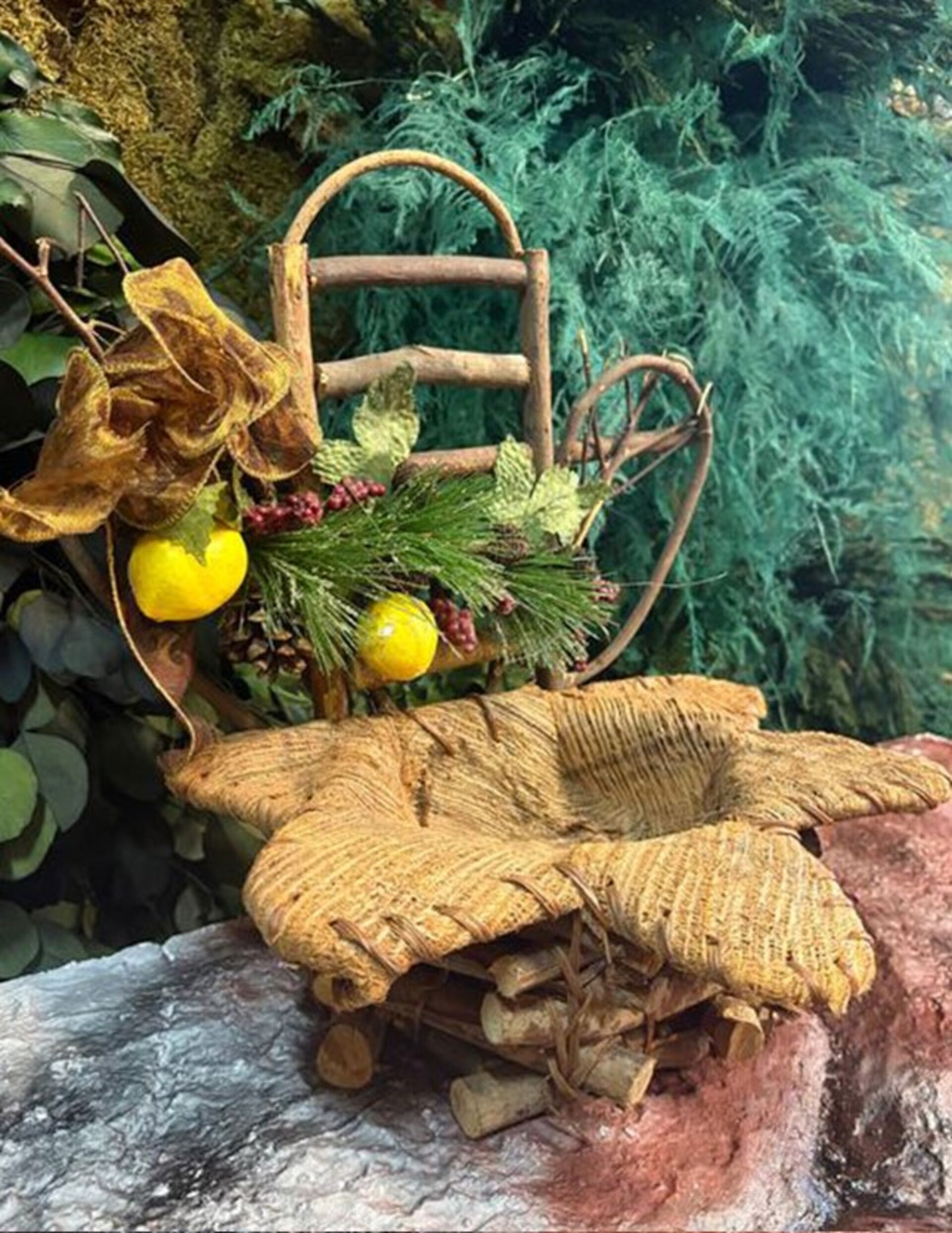 Cesto Portapianta Coco net decorato - Prezzo speciale fine serie dm. 31 H 35 con Foro dm. 15
