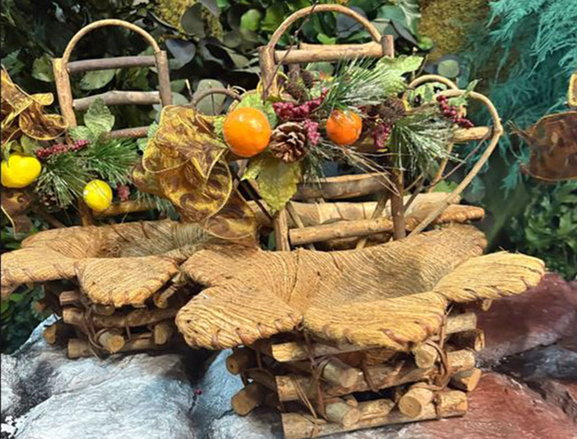 Cesto Portapianta Coco net decorato - Prezzo speciale fine serie dm. 31 H 35 con Foro dm. 15