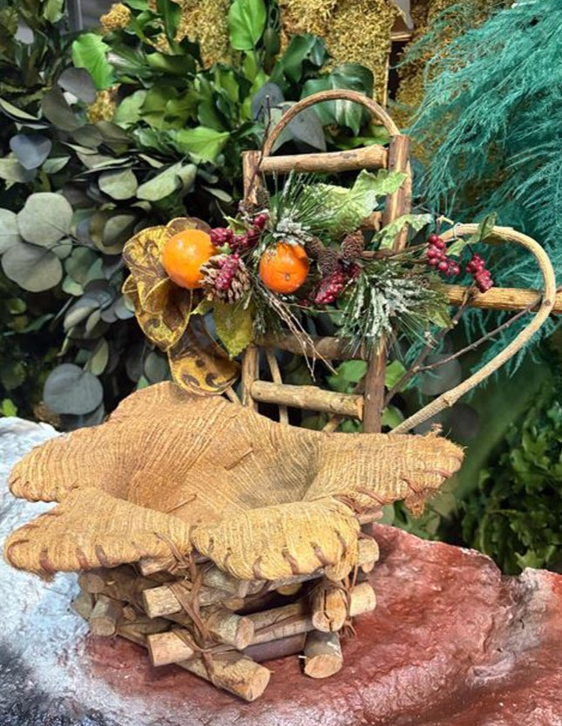 Cesto Portapianta Coco net decorato - Prezzo speciale fine serie dm. 31 H 35 con Foro dm. 15